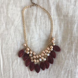 Burgundy and Gold Beaded Necklace
